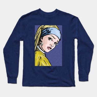 Lichtenstein Girl with a Pearl Earring Long Sleeve T-Shirt